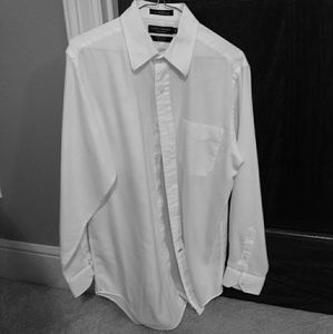Men's White Dotted/Striped Dress Shirt